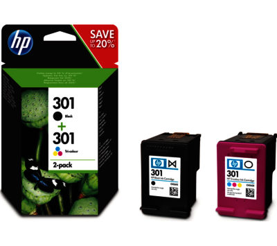 HP 301 Black & Tri-colour Ink Cartridges - Twin Pack HP 301 Black & Tri-colour Ink Cartridges - Twin Pack